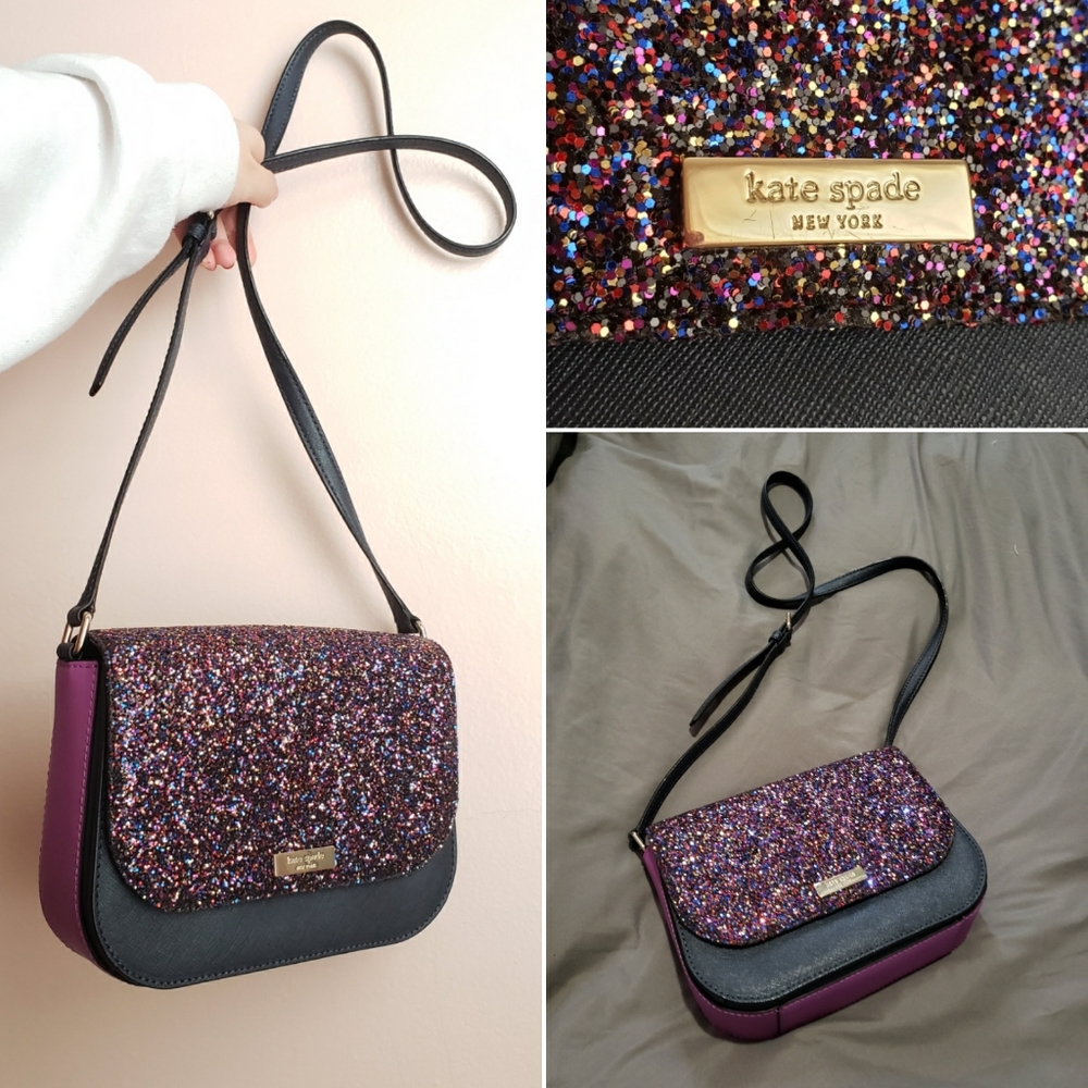 Kate Spade Large Carson Purple Glitter